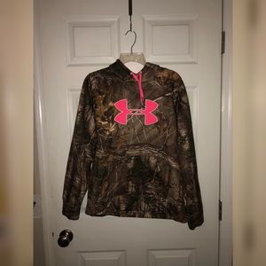 Camo and hot pink under armor hoodie.